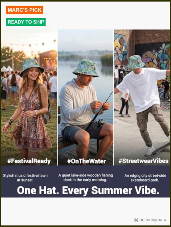 Printed Bucket Hat with Sun Protection - Packable Summer Hat main image 6